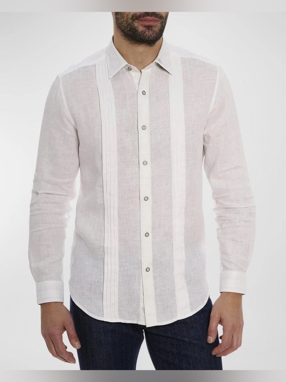 NWT $238 Robert Graham BARADERO White Linen Button-up Dress Shirt Size Large